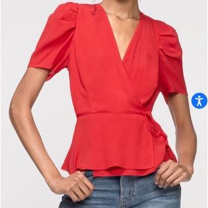 Gremlin tomato red wrap blouse